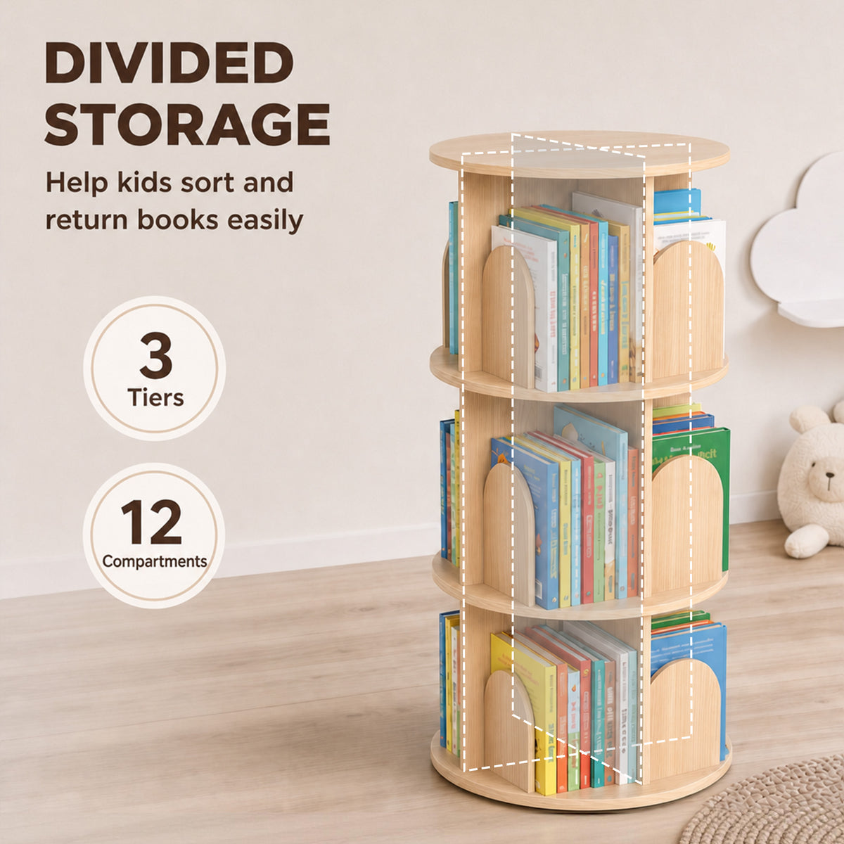 3-Tier Rotating Bookshelf