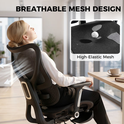 Silla de oficina ergonómica de malla con reposapiés