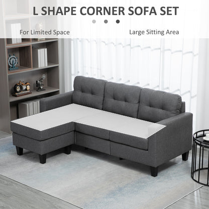 3-Seater L-Shaped Sofa with Ottoman — Dark