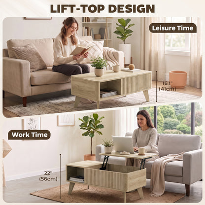 102 cm Fluted Lift Top Coffee Table