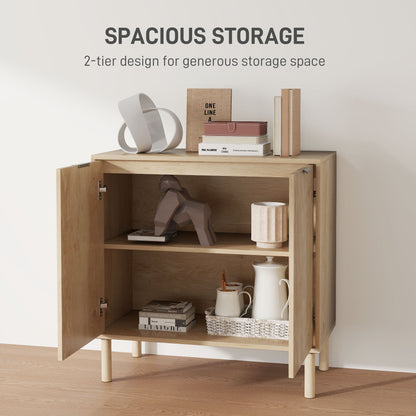 Console Cabinet with Doors and Adjustable Shelf — Oak