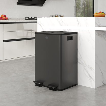 Dual Garbage Bin with Foot Pedal 2 x 28 Litre