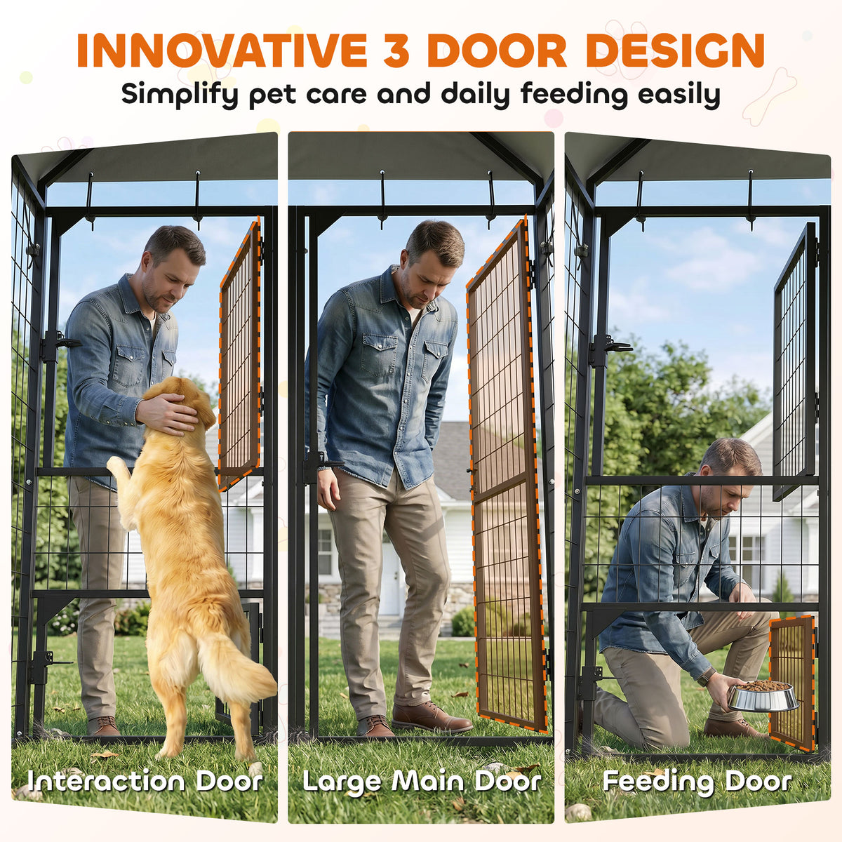 Gran caseta exterior para perros con techo