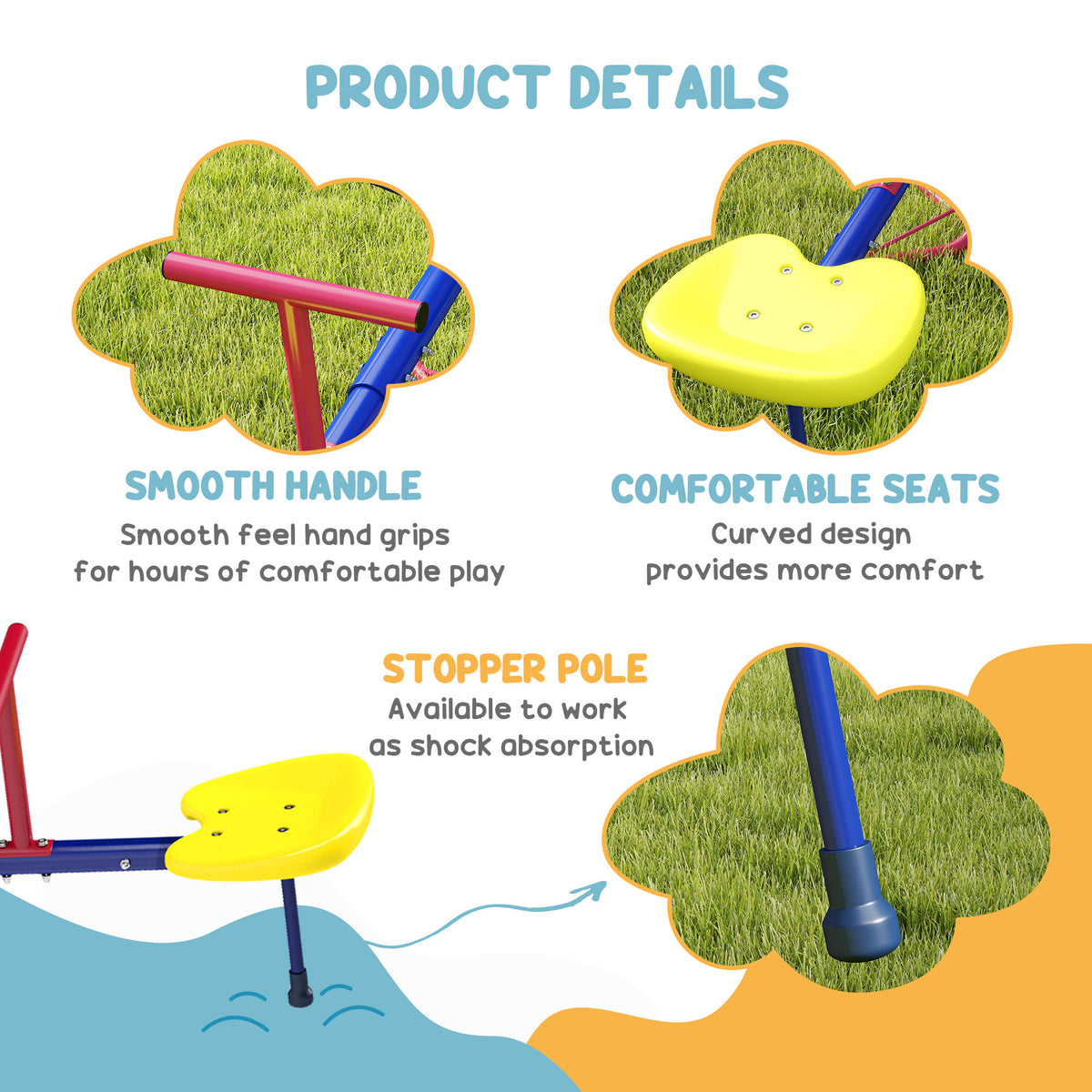 Kids Metal 4-Seater Outdoor Seesaw Teeter Totter