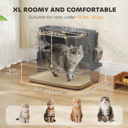 XL Stainless Steel Cat Litter Box with Flip Top
