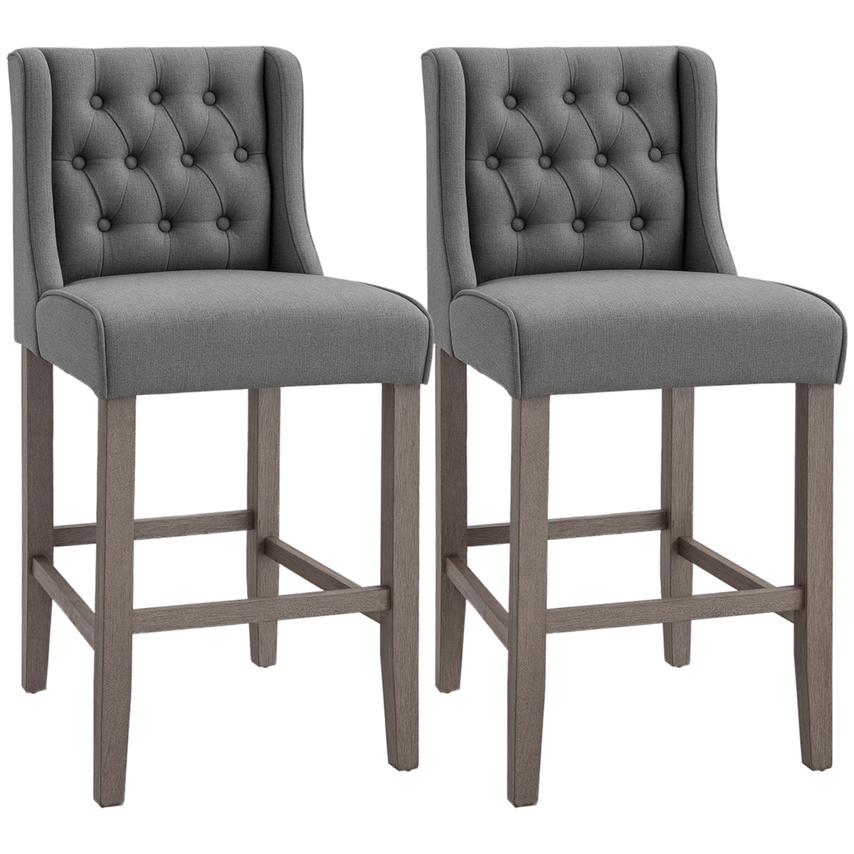 Set of 2 Button Tufted Bar Stools Counter Height