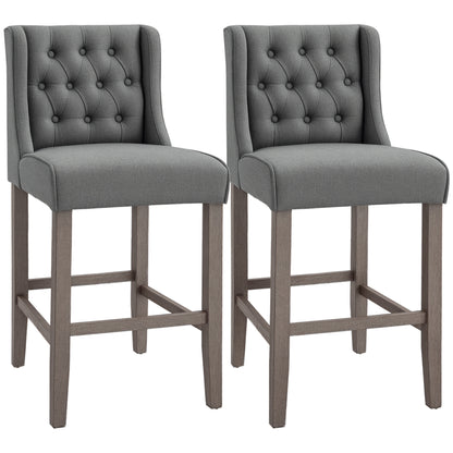 Set of 2 Button Tufted Bar Stools Counter Height