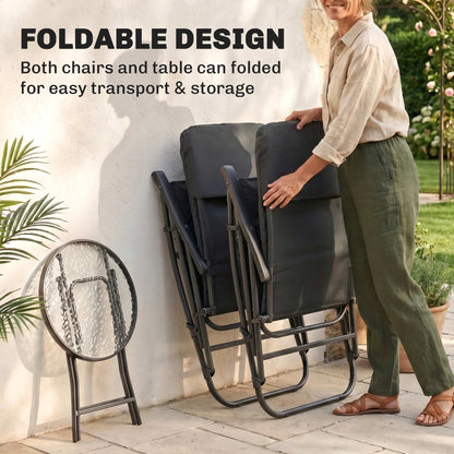 3-Piece Folding Rocking Chair Set — Grey
