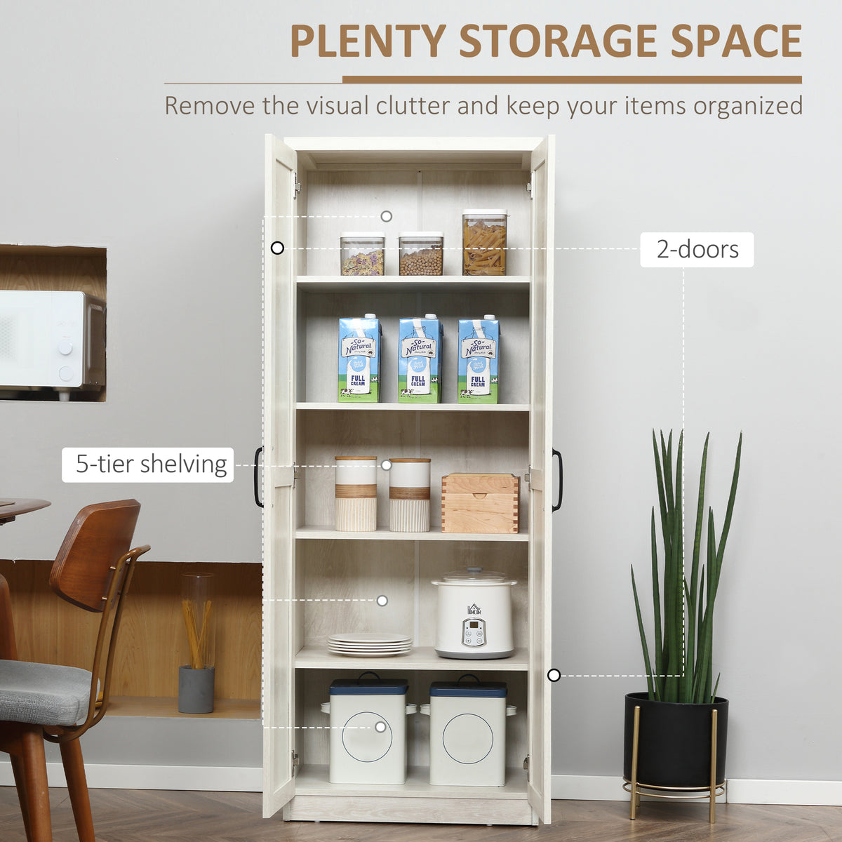 5-Tier Kitchen Pantry Cabinet with Doors
