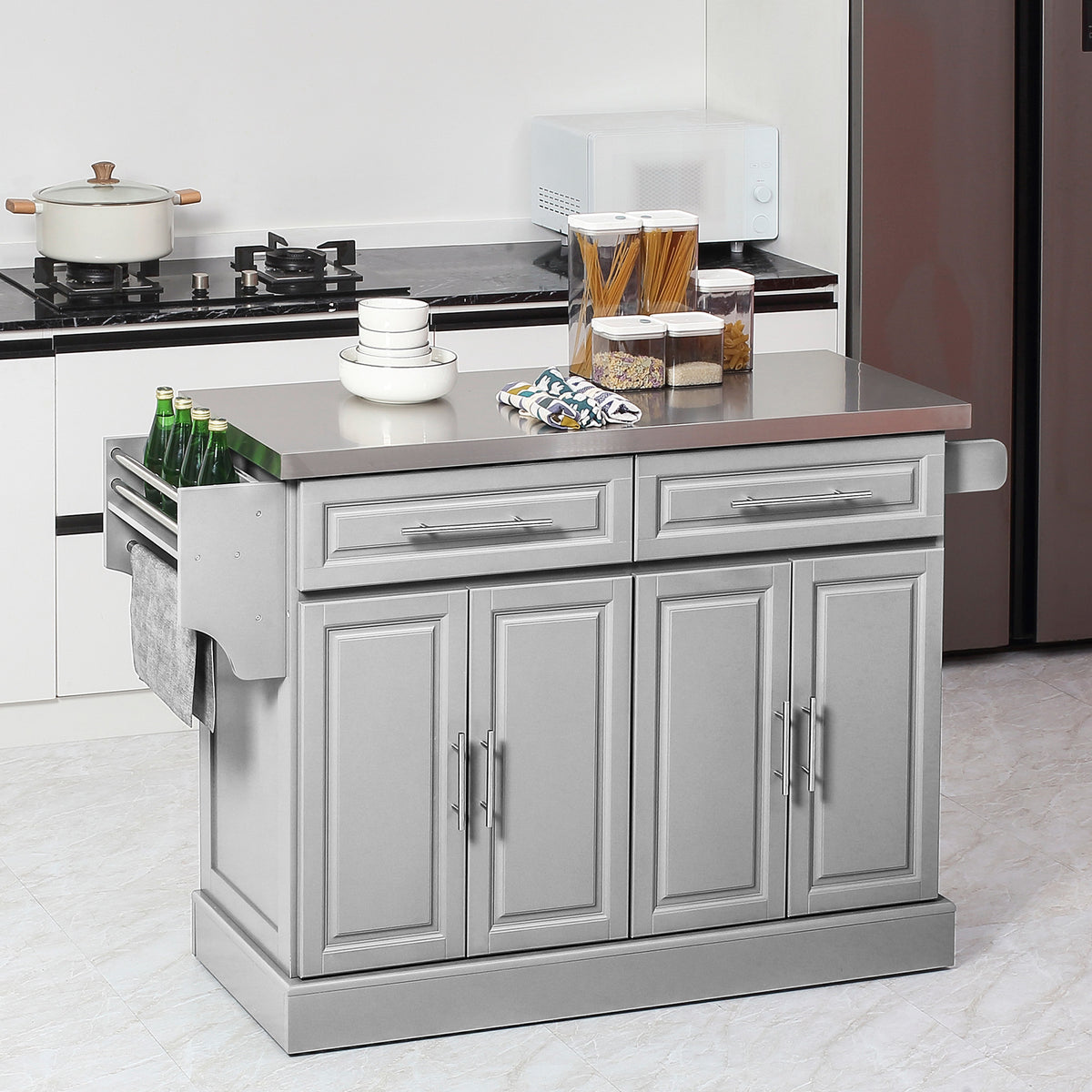 Stainless Steel Kitchen Island with Storage