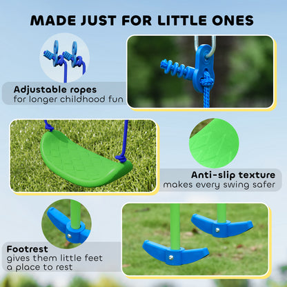 3-in-1 Kids Metal Swing Set with Glider