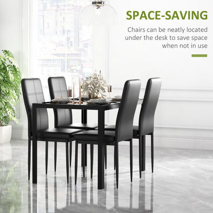 5-Piece Dining Set Tempered Glass Top Metal Frame