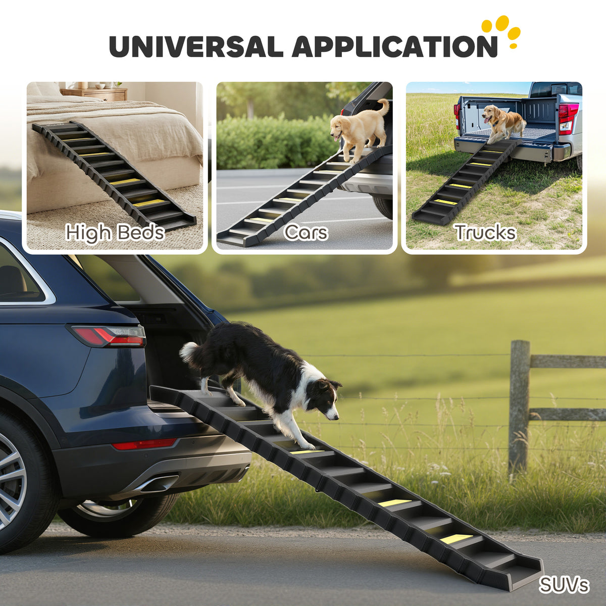 Rampa plegable para perros con peldaños antideslizantes