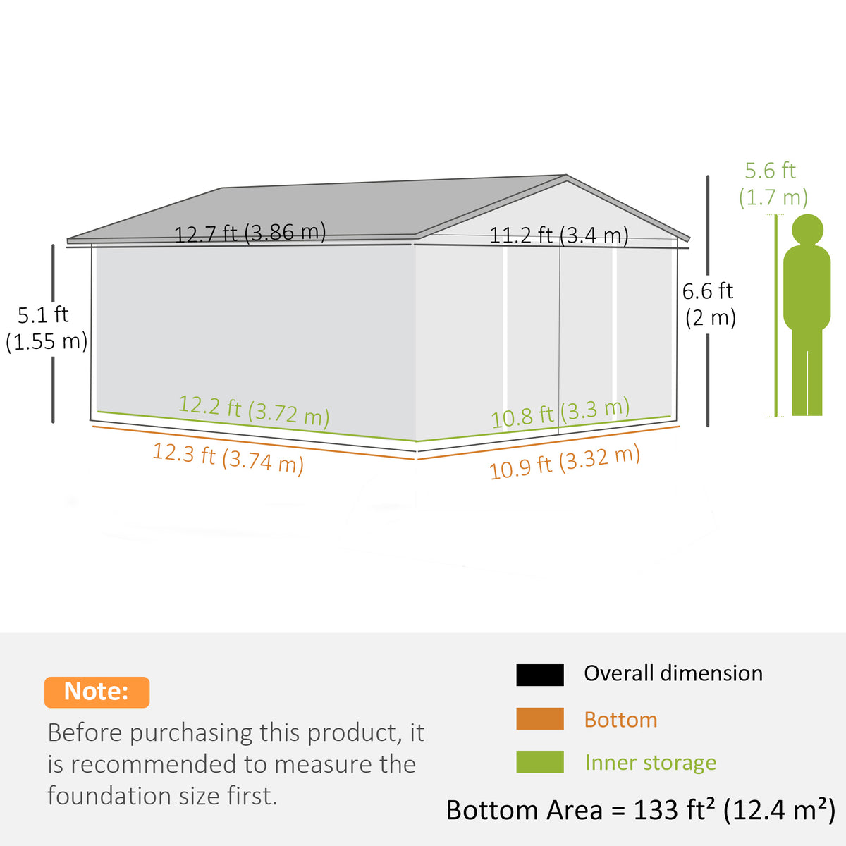 Galvanized Steel Garden Shed with Double Sliding Door