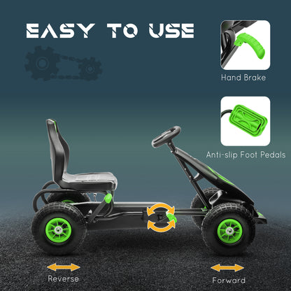 Kids Pedal Go Kart - Steel Frame with Hand Brake System