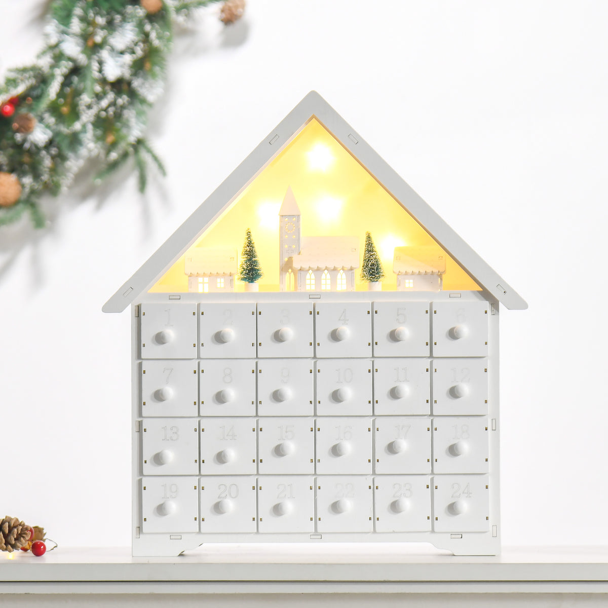 Christmas Advent Calendar Light Up Wooden 24 Days