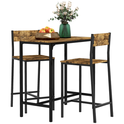 Industrial bar table set counter height 3 piece