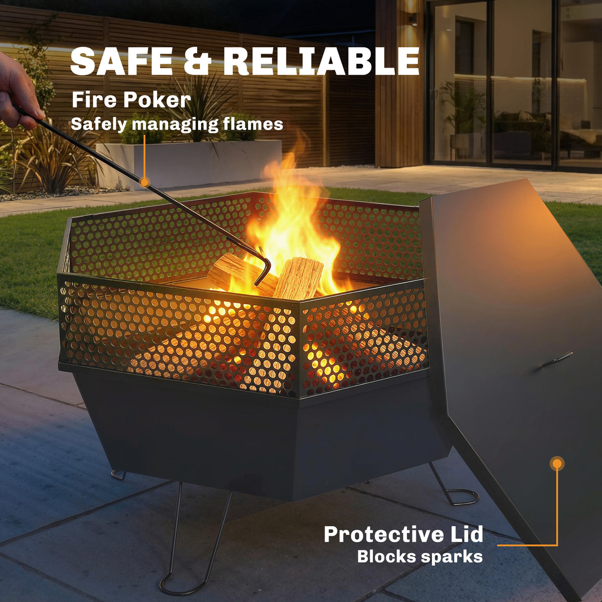 Foldable Fire Pit 20" with Lid