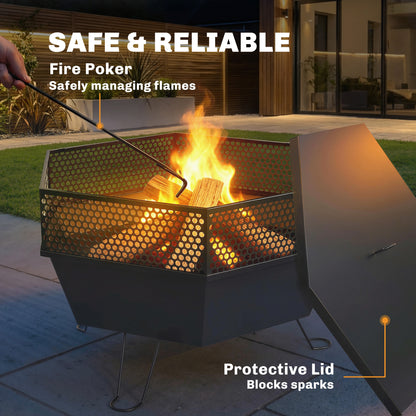 Foldable Fire Pit 20" with Lid