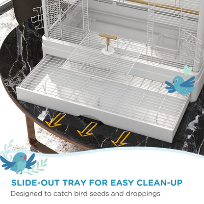 Bird Cage with Wooden Perches and Slide-Out Tray