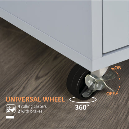 Rolling kitchen island cart with wood top and storage