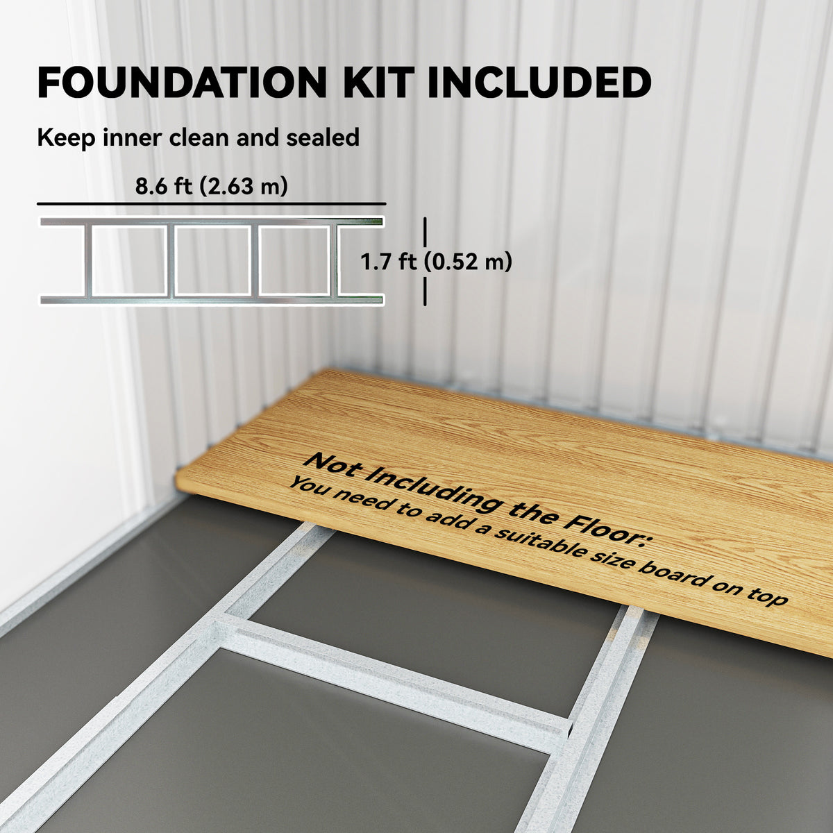 Galvanized Steel Garden Storage Shed with Foundation Kit