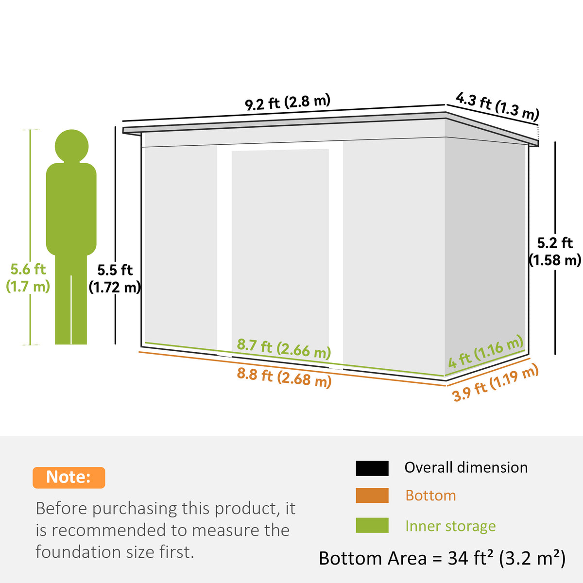 Galvanized Steel Garden Shed with Double Sliding Doors