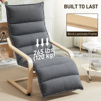 Velvet Accent Chair with Integrated Footrest