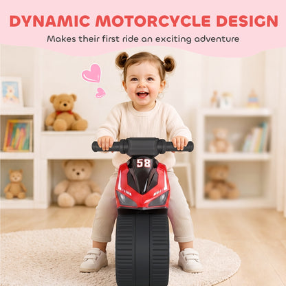 Bicicleta de equilibrio para bebé con forma de moto, música y ruedas anchas