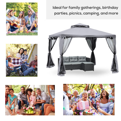 Gazebo de Patio 10x10 Pies Techo Doble