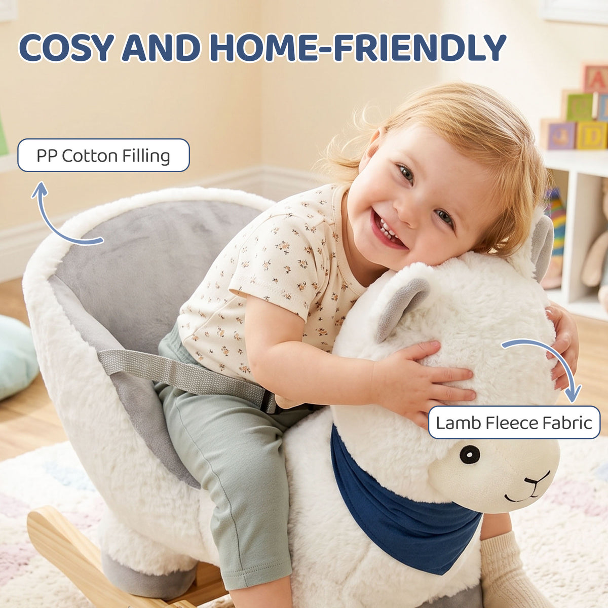Plush Alpaca Rocking Horse for Babies