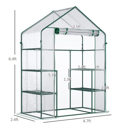 Walk-in Garden Greenhouse 4 Shelves Roll-Up Door