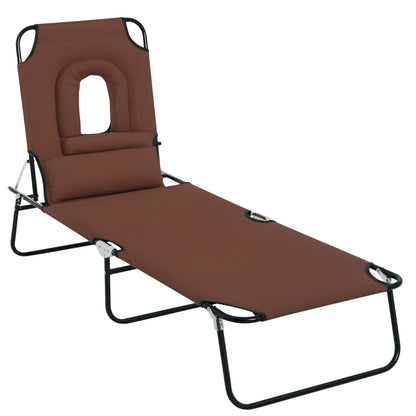 Tumbona plegable con orificio facial ajustable