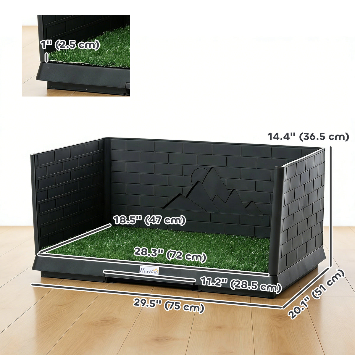 Dog grass pad with high walls