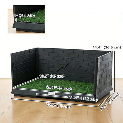 Dog grass pad with high walls