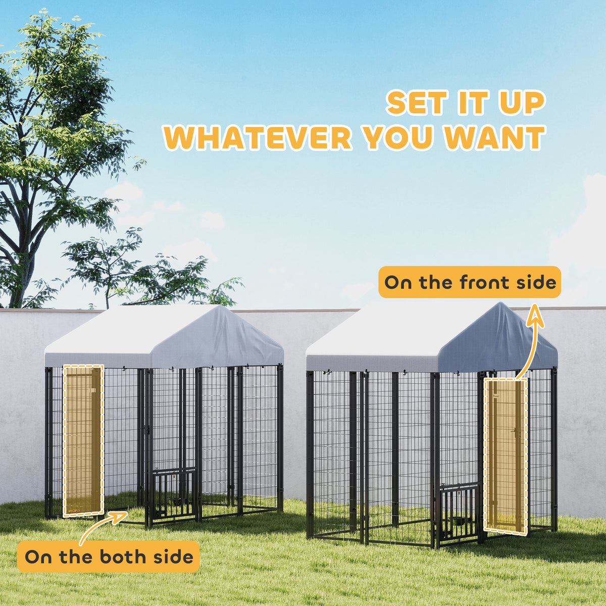 Caseta exterior de metal con techo impermeable