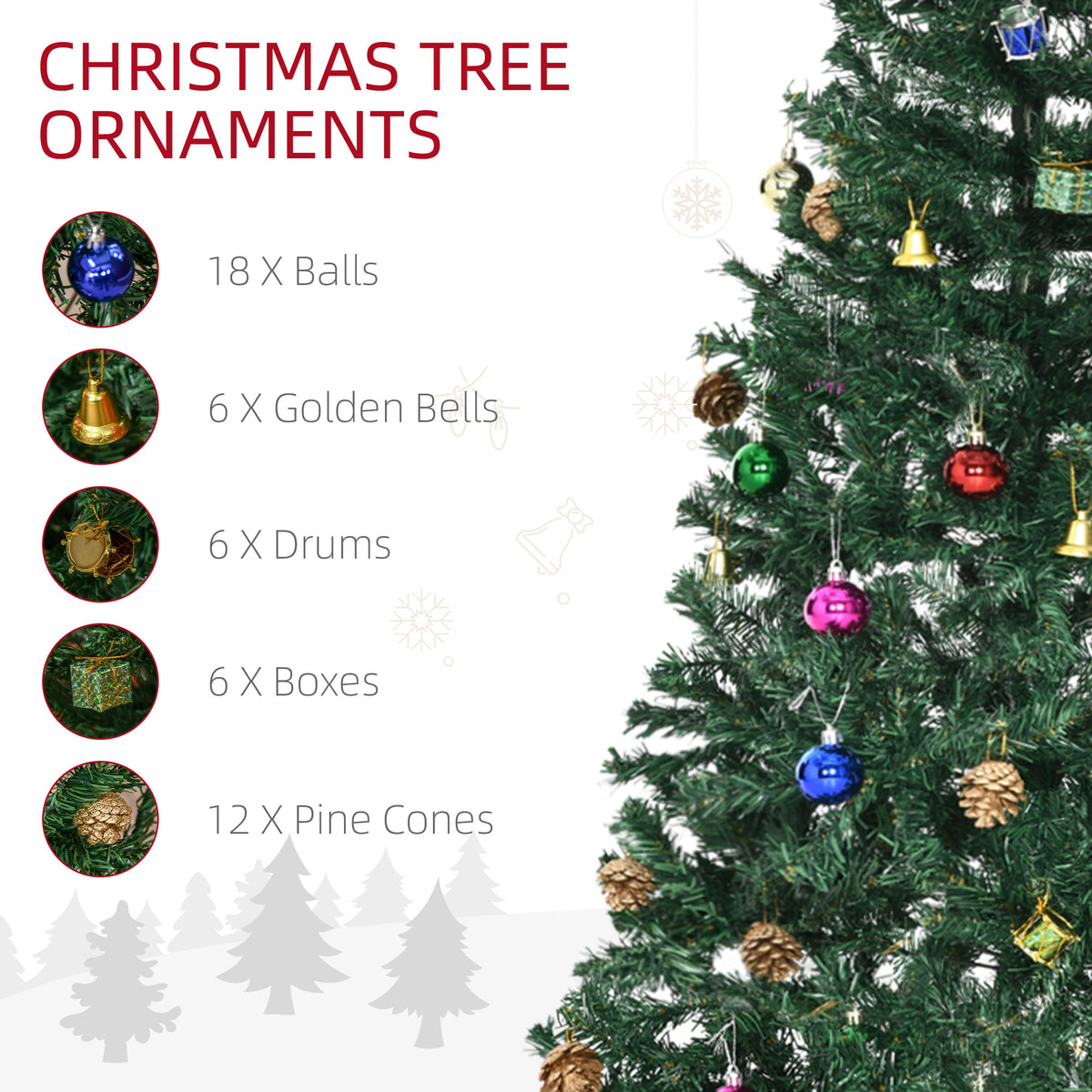Artificial Christmas Tree 4.9ft Green — with decorations