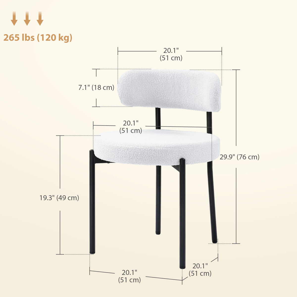 Modern Berber Fleece Dining Chairs Set of 2