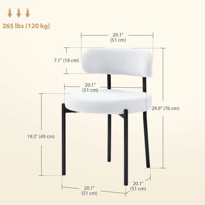Modern Berber Fleece Dining Chairs Set of 2