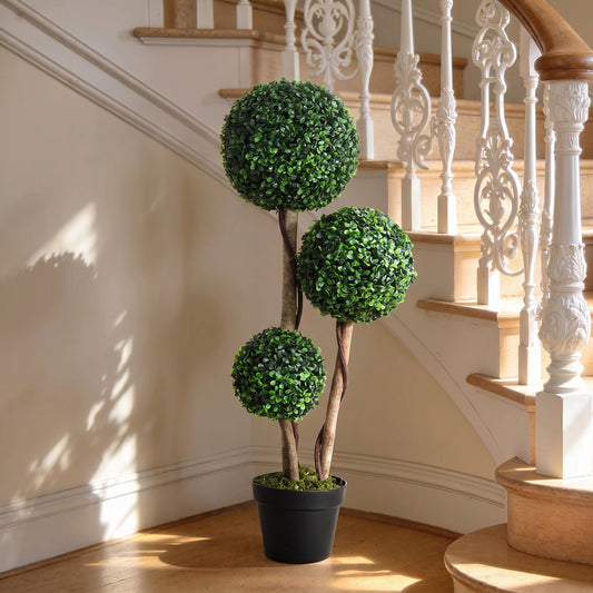 Artificial Triple Ball Topiary Tree in Pot