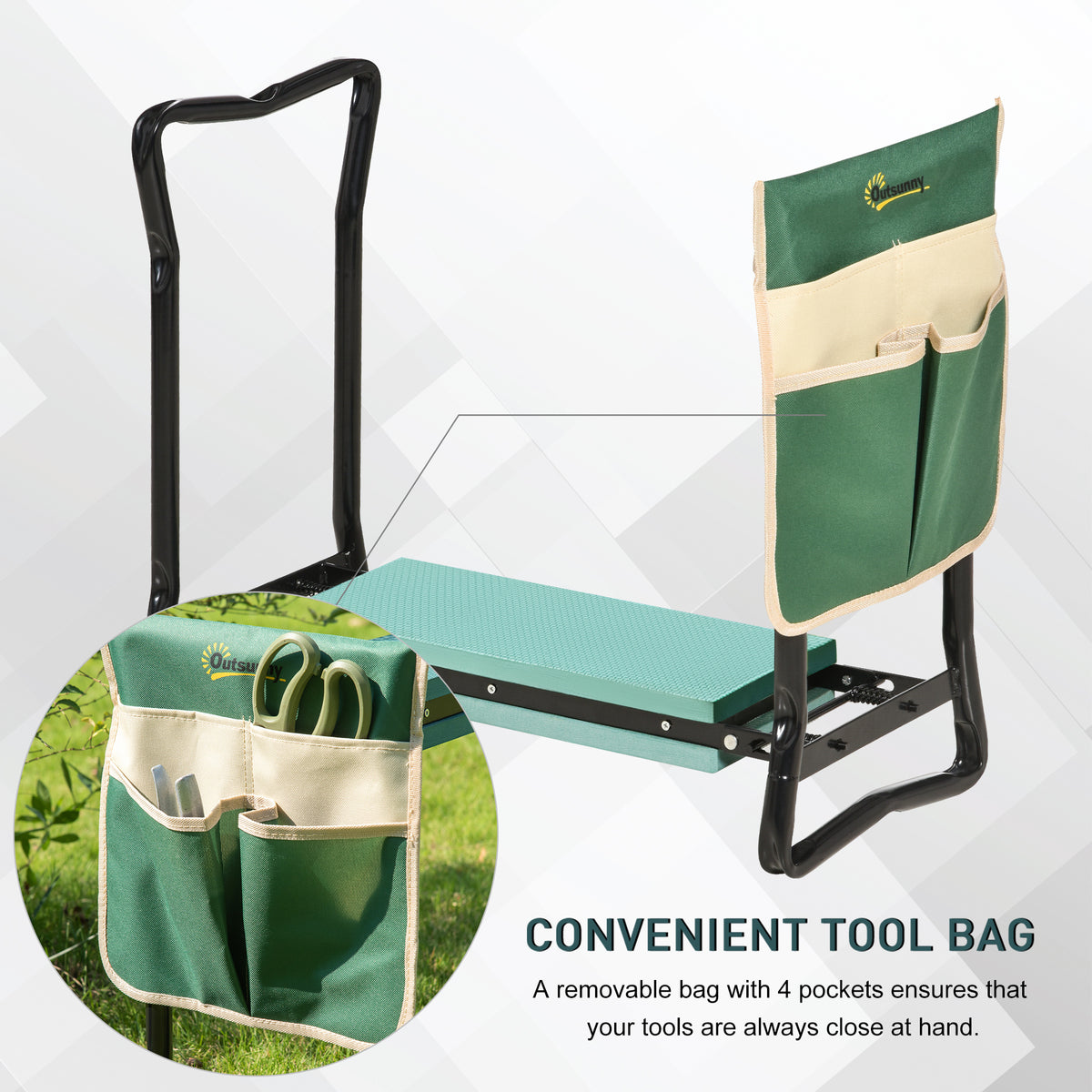 Garden kneeler foldable with EVA foam cushion pad