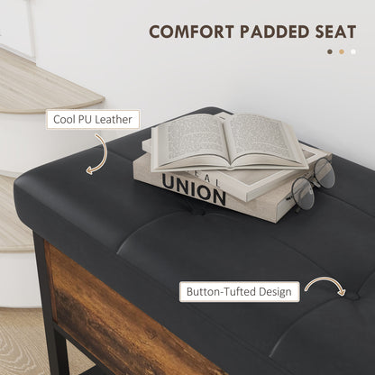 Upholstered Shoe Storage Bench with Flip-Top Hidden Compartment