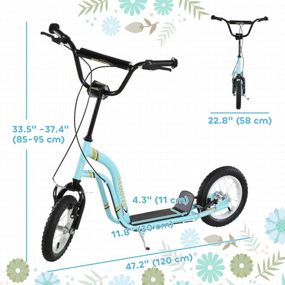 Kids Kick Scooter with Dual Brakes and Inflatable Wheels