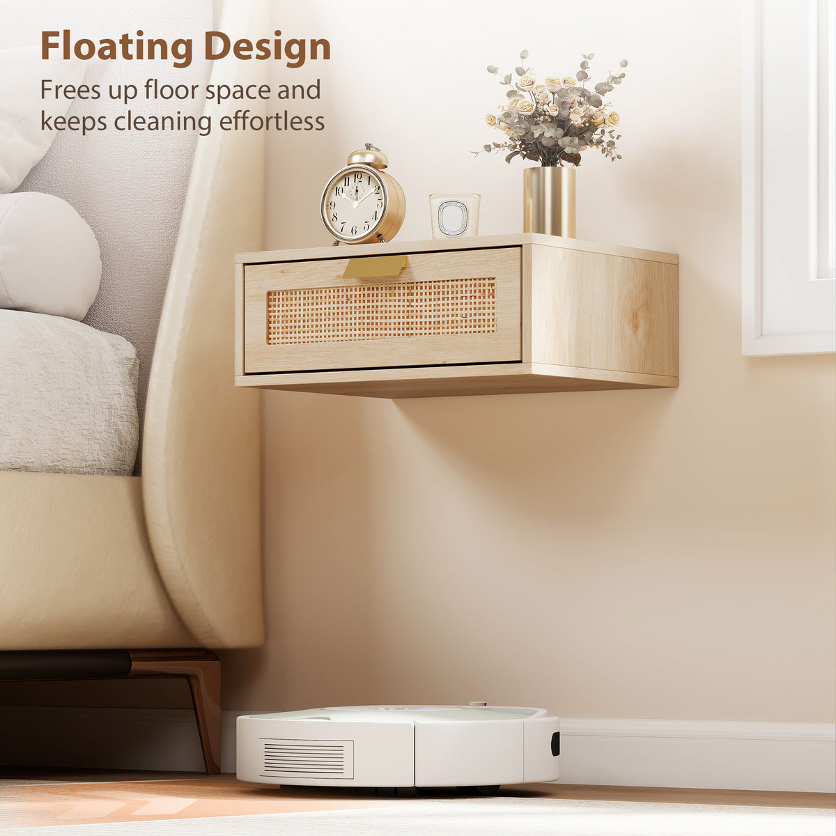 Floating bedside table wall-mounted nightstand — Set of 2
