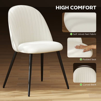 Set of 4 Modern Dining Chairs Velvet Upholstered