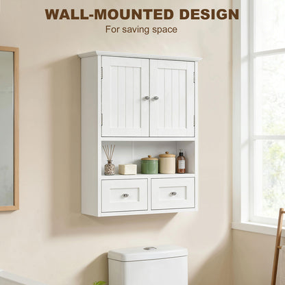 Wall Cabinet Bathroom with Drawers and Open Shelf