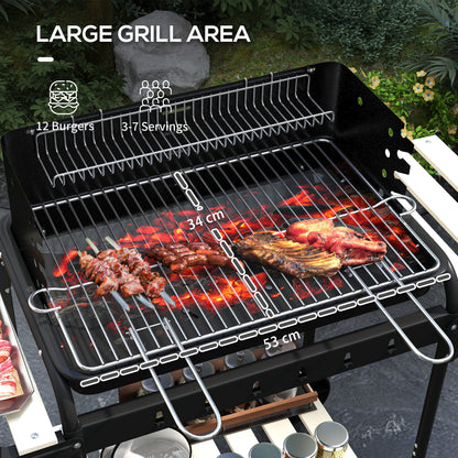 Portable charcoal barbecue grill with adjustable height