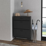 Modern shoe cabinet with two flip drawers