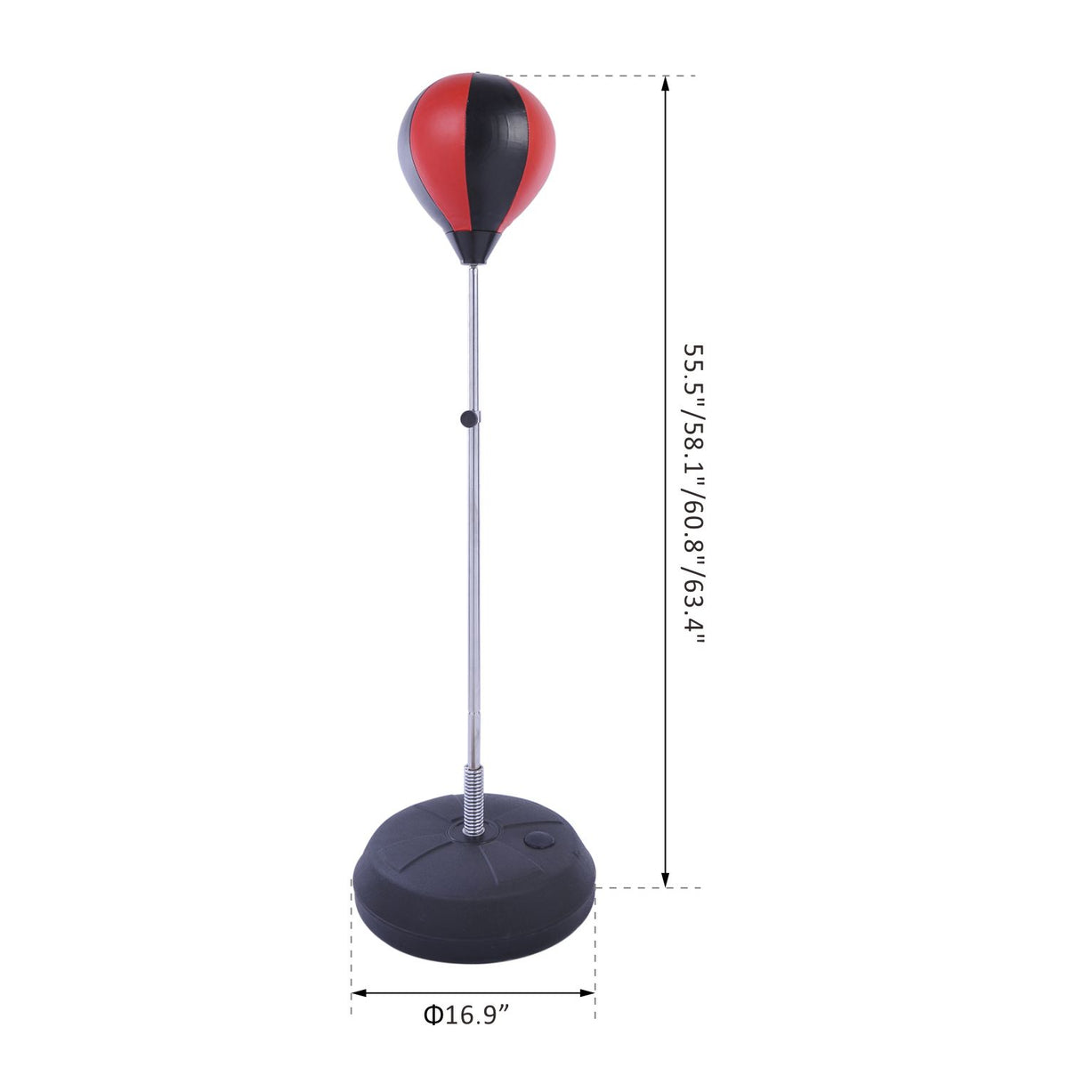 Adjustable kids freestanding punching ball bag