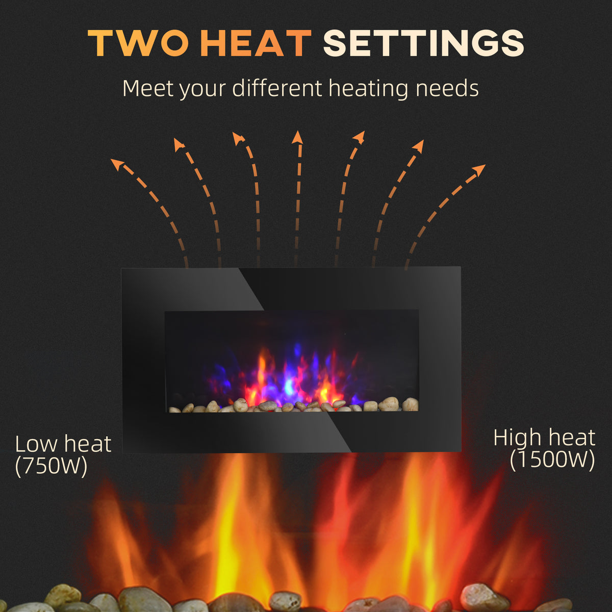 Wall-Mount Electric Fireplace LED 7-Color 28.5 in